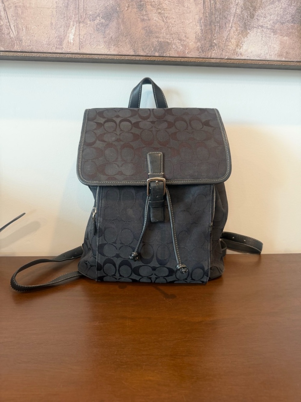 Coach 06080 signature black canvas backpack